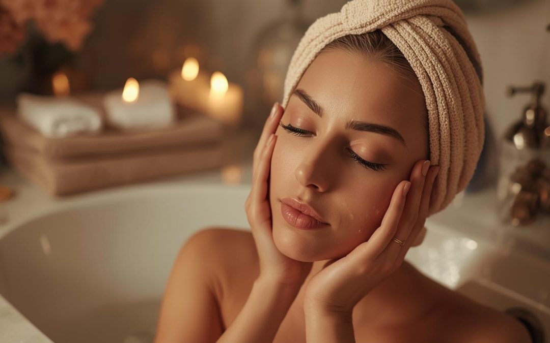 Kobieta wykonująca demakijaż w łazience